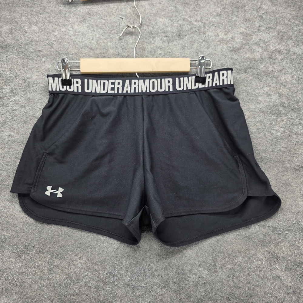Under Armour Shorts Mens M Black Athletic 4 Inseam Pockets Drawstring Waist